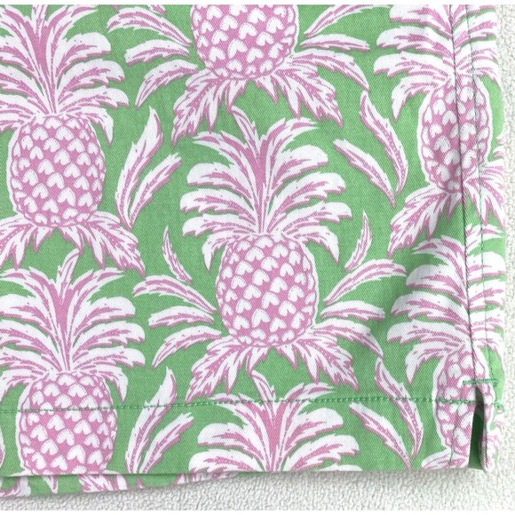 Crown & Ivy Womens Pineapple Print Shorts Size 16 Stretch Twill Side Slits - Picture 9 of 9